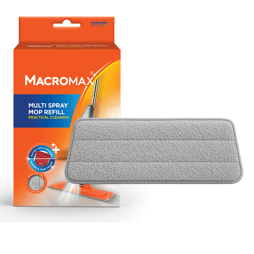 MACROMAX FLASH SPRAY MOP with 700ml Refillable Tank + MULTI SPRAY MOP REFILL – Bucket-Free Microfiber Floor Cleaning System
