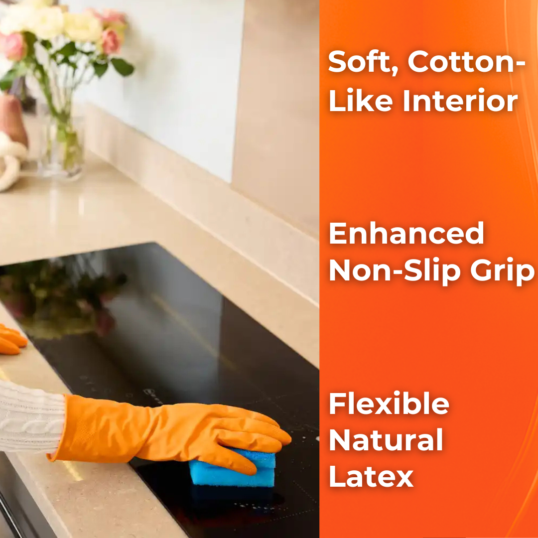 MACROMAX CLEANING GLOVES – Small, Medium and Large | Cotton Lining, Waterproof, Non-Slip Latex Gloves