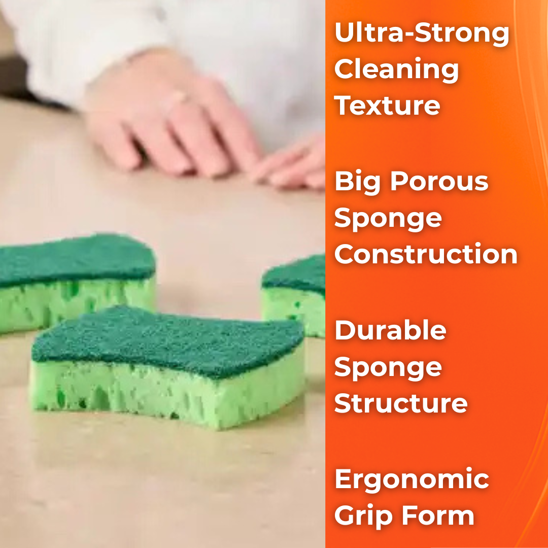 MACROMAX MERCAN SPONGE (3 Pack) | Ergonomic Grip for Powerful Shiny Cleaning