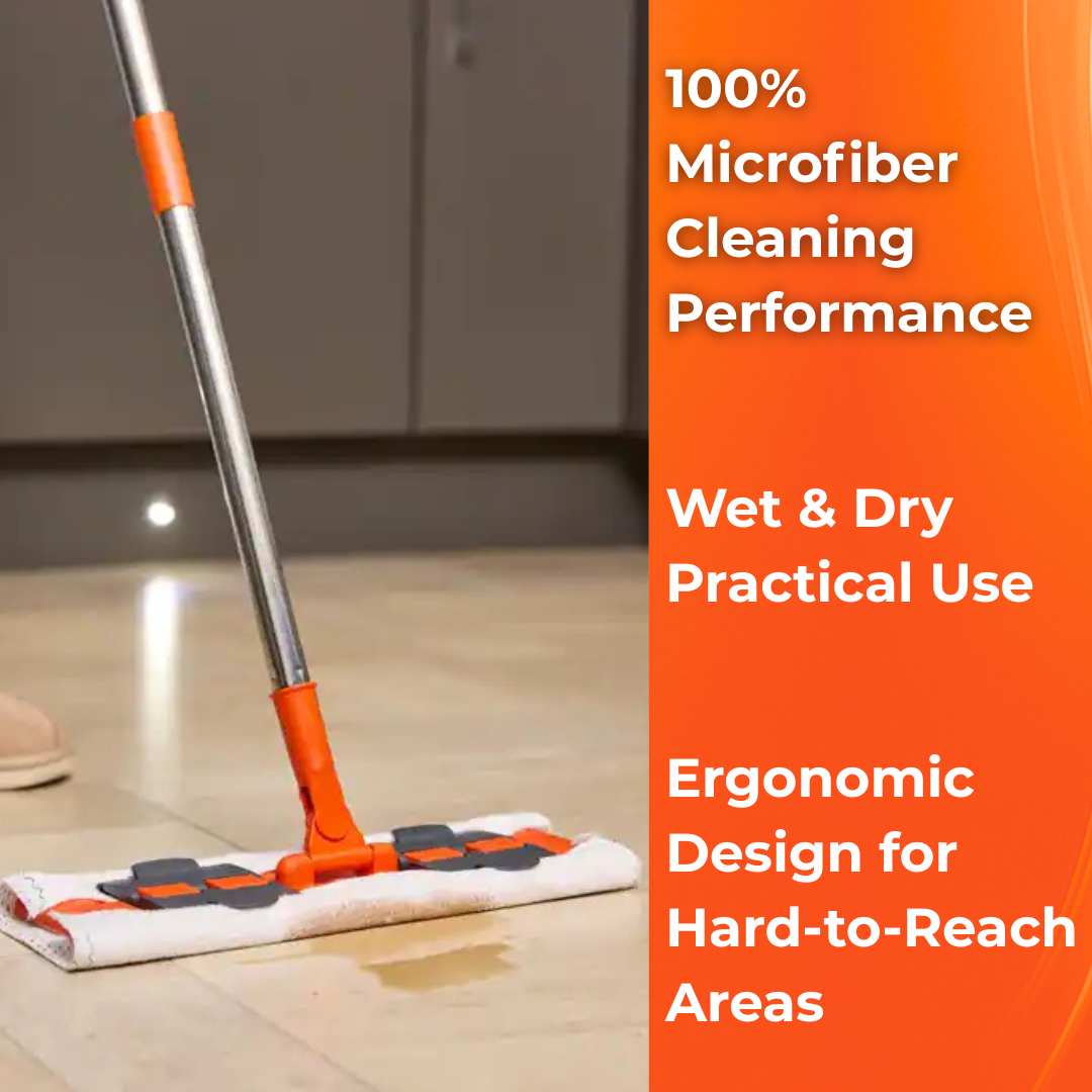 MACROMAX FAMOUS Cleaning System Flat Mop | 100% Microfiber | Wet & Dry Use