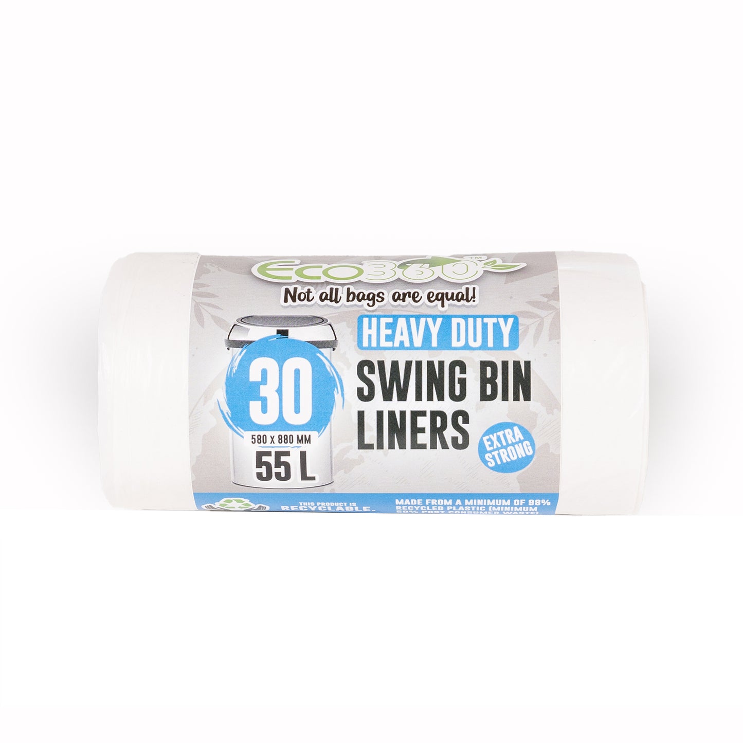 30 x Eco Heavy Duty Swing Bin Liners 55L