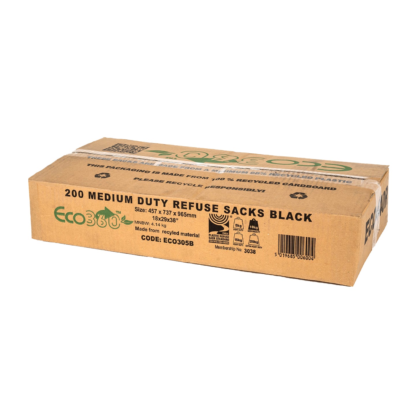 ECO305B Medium refuse sacks 10kg 18x29x38"