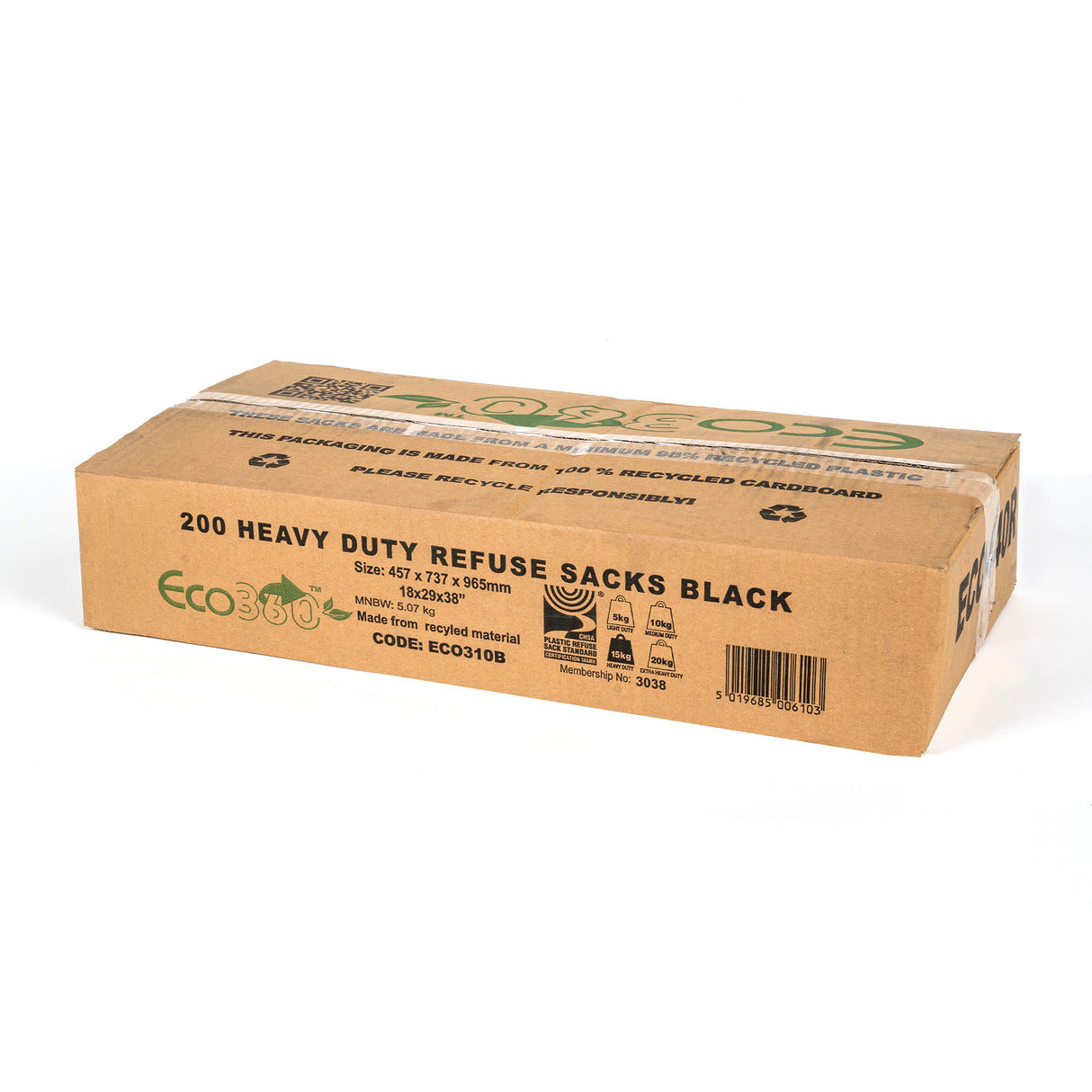ECO310B Heavy Duty Bin bags 15kg 18x29x38"