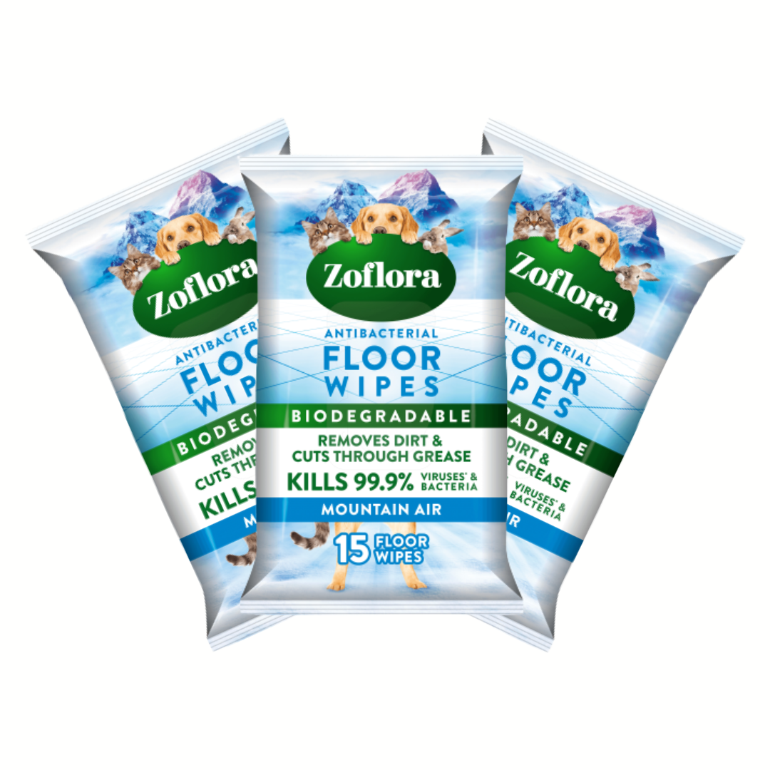x3 Zoflora Mountain Air Antibacterial Floor Wipes (3x15pk) Pet Friendly Bundle