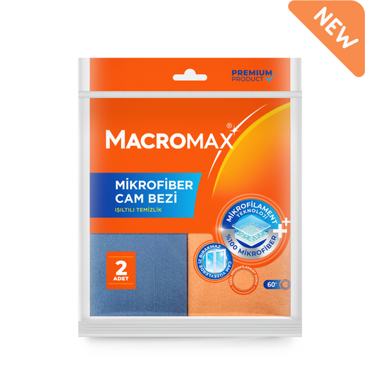 MACROMAX MICROFIBER WINDOW CLEANING CLOTH - PACK OF 2