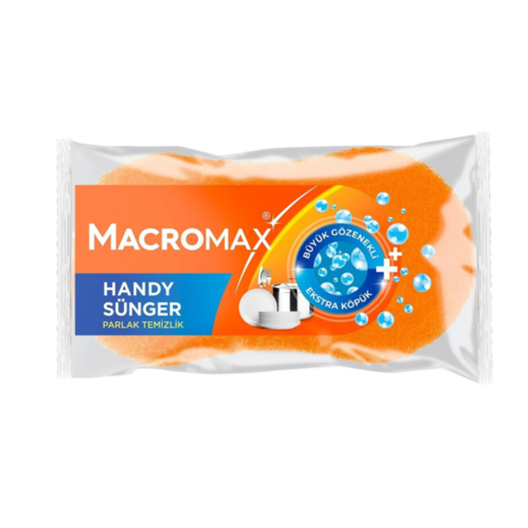 Macromax Handy Sponge, Rich Long-Lasting Foam Cleaning Sponge with Non-Scratch Scouring Surface for Kitchen, Bathroom & Household Use