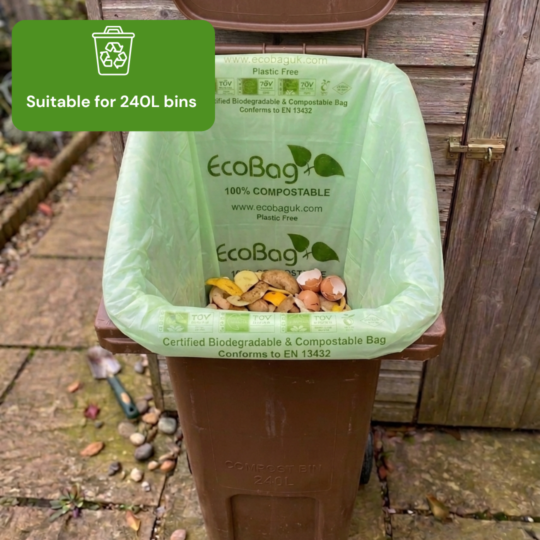 10 x ECO360 100% Compostable Wheelie Bin Liners 1125x1400mm 240L