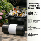 24 x Eco360 Wheelie Bin Liners 610 x 1150 x 1420mm 240L - 20mu - 80 Gauge