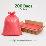 Red Medium Duty Refuse Sacks (200pk) 18x29x38"  10kg Bin Bag 18 Micron 97% Recycled material