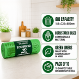 10 x ECO360 100% Compostable Corn Starch Bin Bags 725x850mm 80L