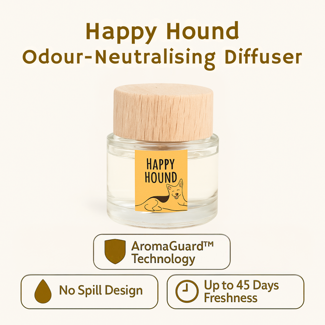 Happy Hound Pet 360 Paws Odour Neutralising Diffuser – Fresh Jasmine & Tonka (80ml) | AromaGuard™ No-Spill Design