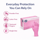 UltraFlex Pink Nitrile Gloves – Powder-Free, Latex-Free Disposable Gloves (100 Gloves by Weight)