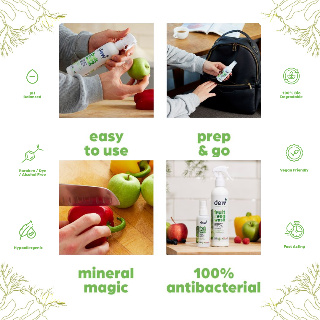 Dew Fruit & Veg Wash – No-Rinse Pesticide Remover | Refillable