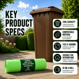 10 x ECO360 100% Compostable Wheelie Bin Liners 1125x1400mm 240L