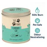 360 Paws Curious Cat Odour Neutralising Candle – Fresh Lavender & Neroli | 50hr Burn | Pet-Suitable Home Fragrance