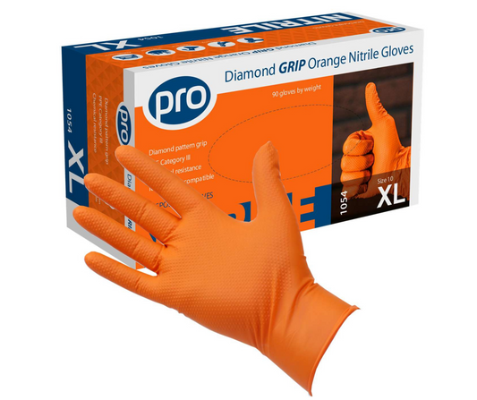 Pro Orange Diamond Nitrile Gloves (90) XL