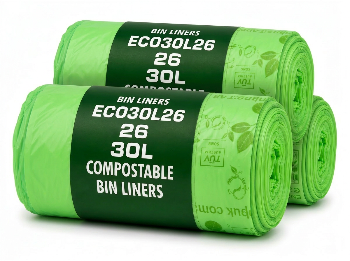 26 x ECO360 100% Compostable Curb Side Bin Bags 565x630mm 30L