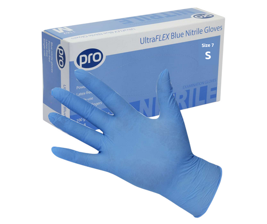 Pro Ultraflex Blue Nitrile Gloves (100) Small