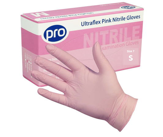 Pro Ultraflex Pink Nitrile Gloves (100) Small