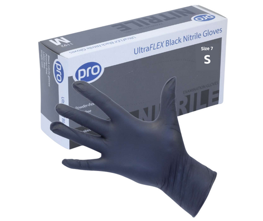 Pro Ultraflex Black Nitrile Gloves (100) Small