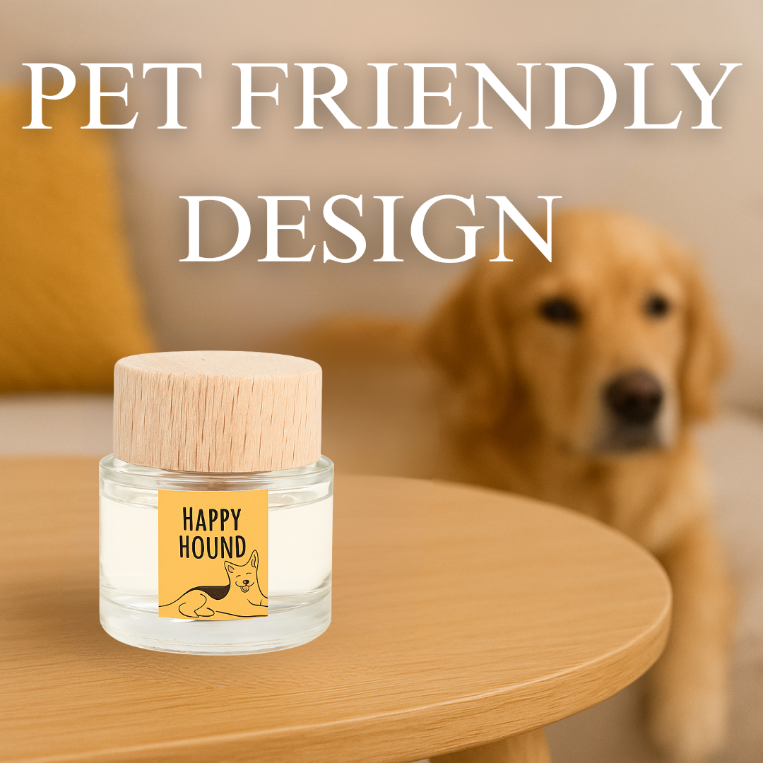Happy Hound Pet 360 Paws Odour Neutralising Diffuser – Fresh Jasmine & Tonka (80ml) | AromaGuard™ No-Spill Design