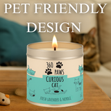 360 Paws Curious Cat Odour Neutralising Candle – Fresh Lavender & Neroli | 50hr Burn | Pet-Suitable Home Fragrance