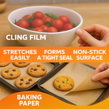 MACROMAX Cling Film 33m & Baking Paper 8m Value Pack | PVC-Free, Extra Sticky & Fireproof