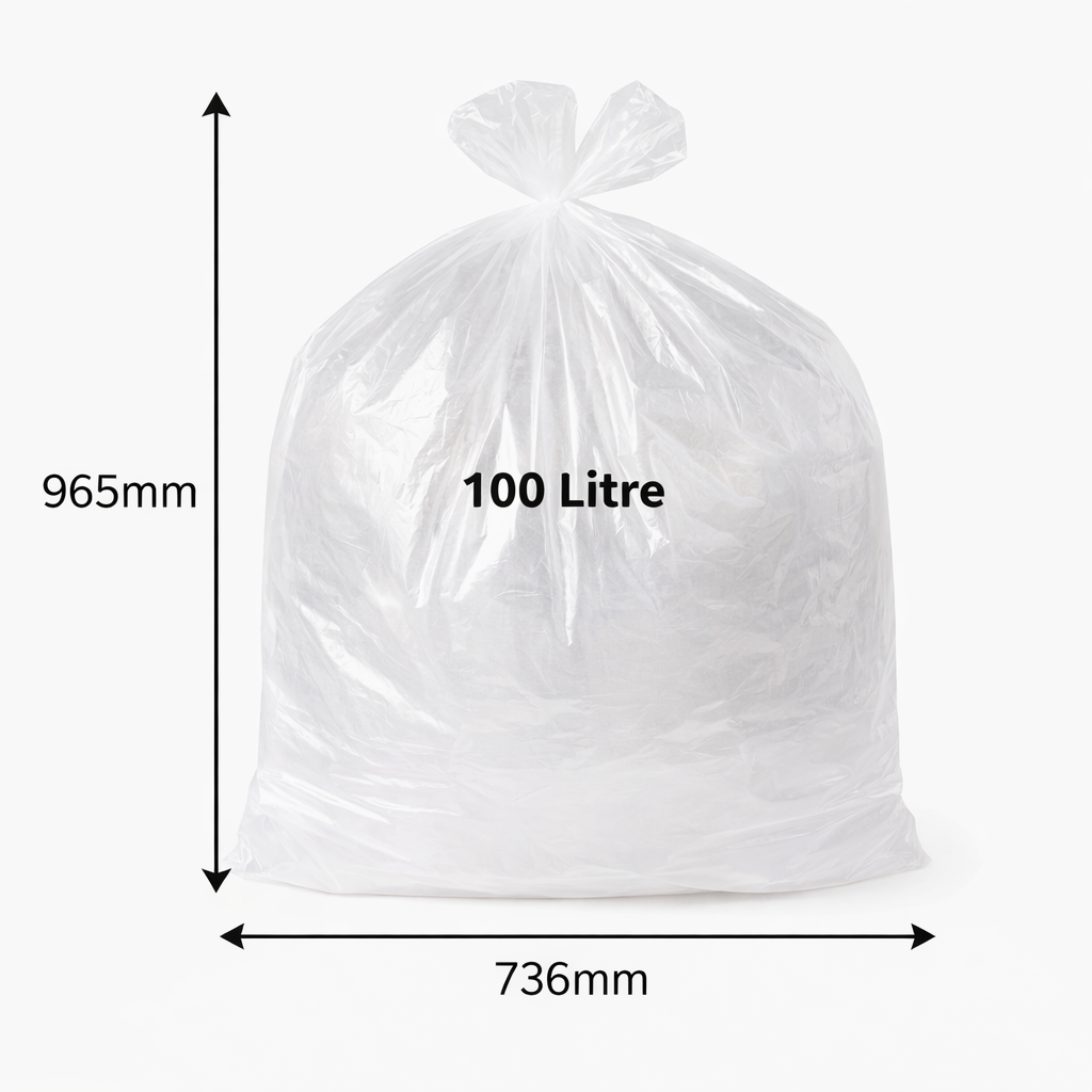 75 ECO Heavy Duty Clear Refuse Bags on a Roll Convenient Cube Dispenser 100 Litres