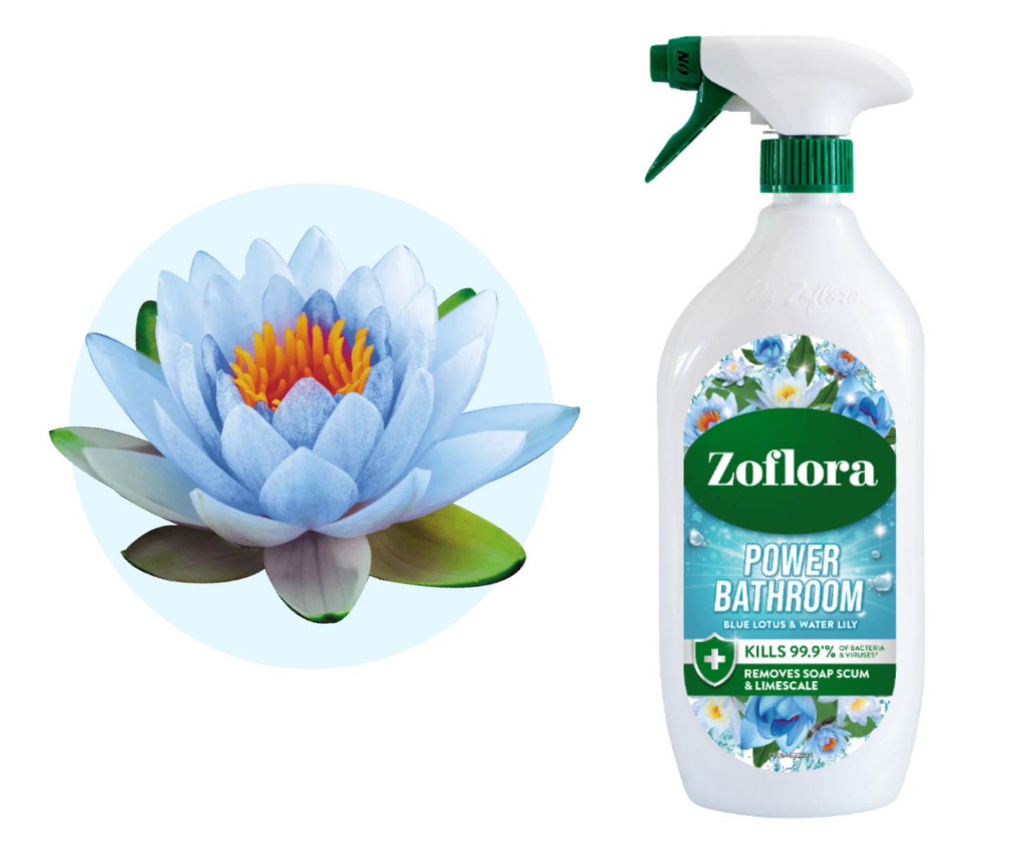 Zoflora Blue Lotus & Water Lily Power Bathroom Cleaner Foam 800ml