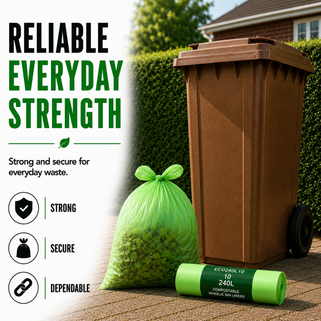 10 x ECO360 100% Compostable Wheelie Bin Liners 1125x1400mm 240L