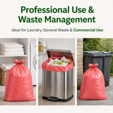 Red Medium Duty Refuse Sacks (200pk) 18x29x38"  10kg Bin Bag 18 Micron 97% Recycled material