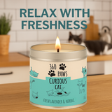 360 Paws Curious Cat Odour Neutralising Candle – Fresh Lavender & Neroli | 50hr Burn | Pet-Suitable Home Fragrance