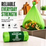 26 x ECO360 100% Compostable Curb Side Bin Bags 565x630mm 30L
