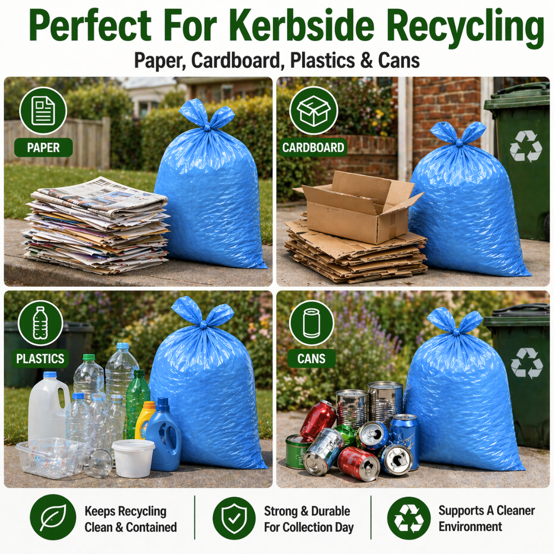 Blue Medium Duty Refuse Sacks (200pk) 18x29x38" ECO440B