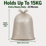Heavy Duty Clear Refuse Bags 200 Pack 15kg CHSA 18x29x38"