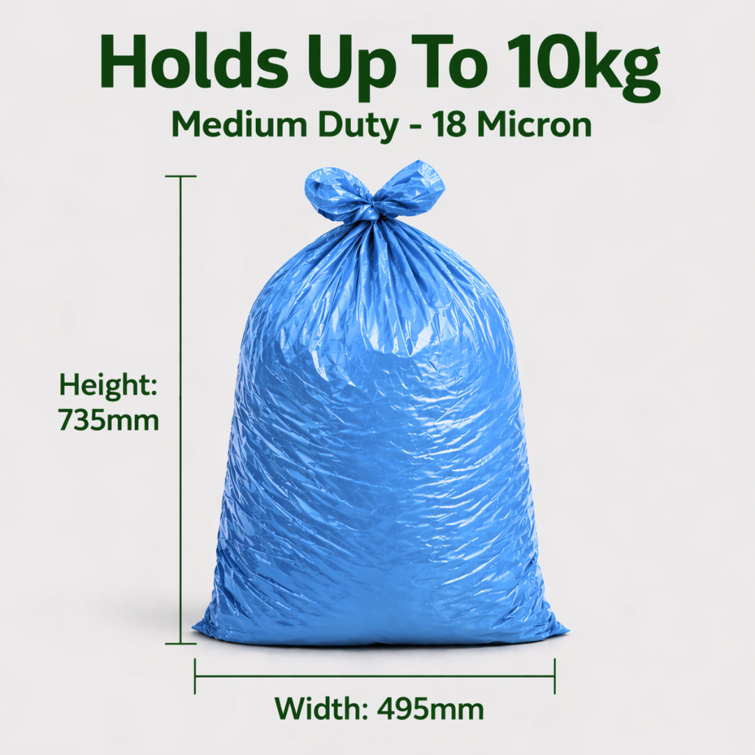 Blue Medium Duty Refuse Sacks (200pk) 18x29x38" ECO440B