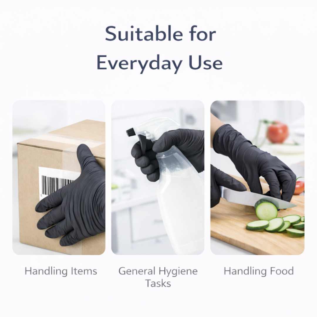 Ultraflex Black Nitrile Gloves – Powder-Free, Latex-Free Disposable Gloves (100 Pack)