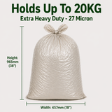ECO345C Extra Heavy Duty Clear Bin bags 200 20kg 18x29x38