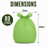 10 x ECO360 100% Compostable Corn Starch Bin Bags 725x850mm 80L