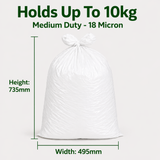 White Medium Duty Refuse Sacks (200pk) 18x29x38" recycled material