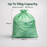 Green Medium Duty Refuse Sacks 18x29x38" 18 Micron Recycled Bin Bags, 10kg