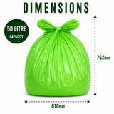 25 x ECO360 100% Compostable Corn Starch Bin Bags 600x670mm 50L