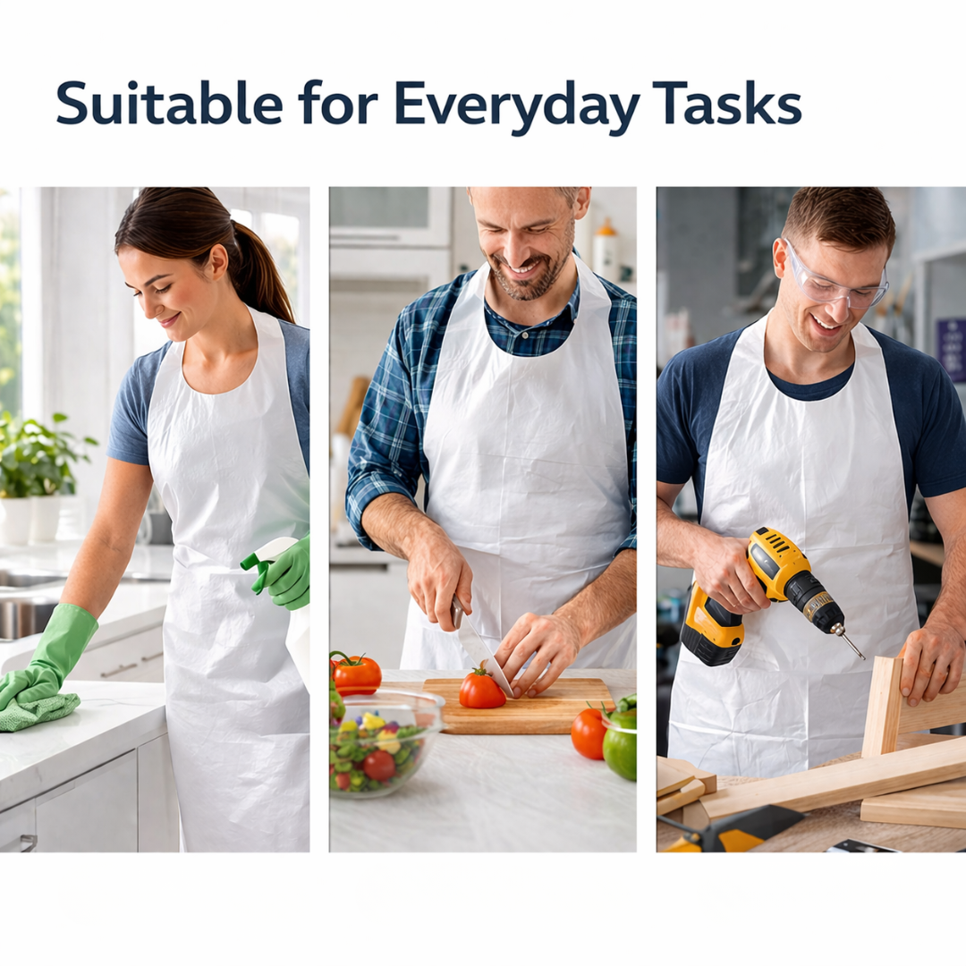 Eco Clear Disposable Aprons (20 Pack) – Recycled Polyethylene, One Size 27" x 46"