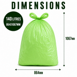 10 x ECO360 100% Compostable Wheelie Bin Liners 864x1067mm 140L