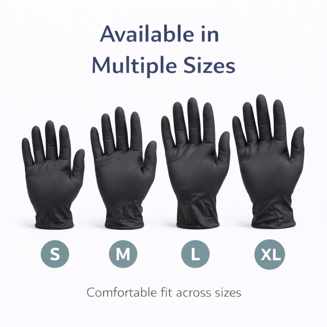 Ultraflex Black Nitrile Gloves – Powder-Free, Latex-Free Disposable Gloves (100 Pack)