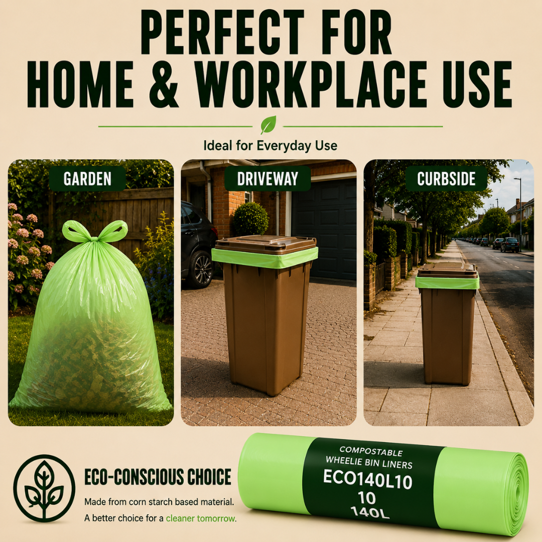 10 x ECO360 100% Compostable Wheelie Bin Liners 864x1067mm 140L