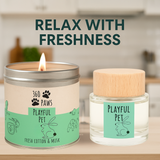 Playful Pet Odour Neutralising Candle & Diffuser – 360 Paws Home Fragrance Set
