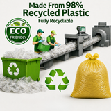 Yellow Medium Duty Refuse Sacks (200pk) 18x29x38"  – 18 Micron Bin Bags, 10kg Strong, 97% Recycled
