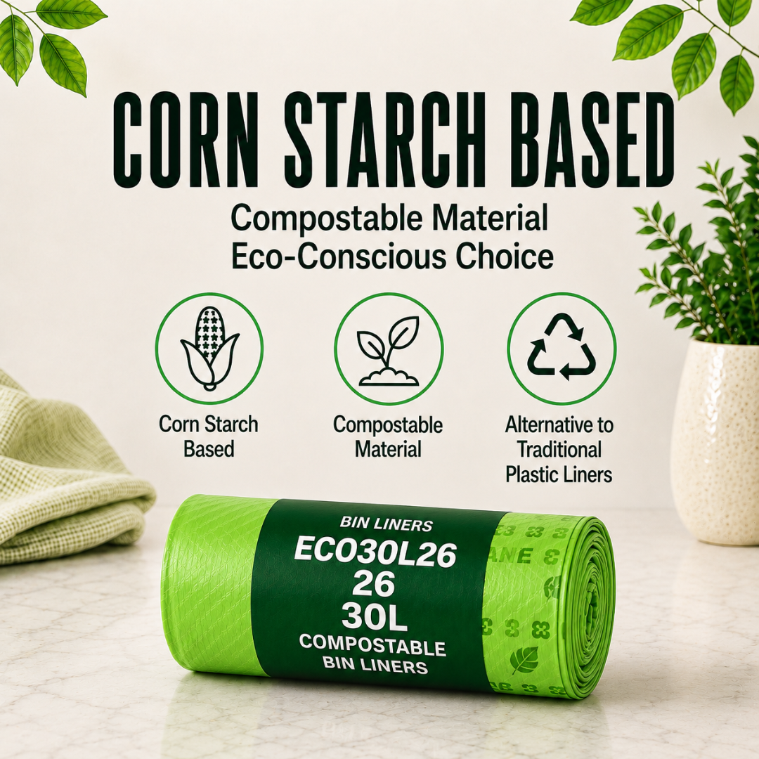 26 x ECO360 100% Compostable Curb Side Bin Bags 565x630mm 30L