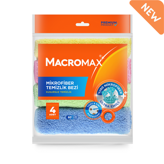 MACROMAX MICROFIBER CLEANING CLOTH - PACK OF 4